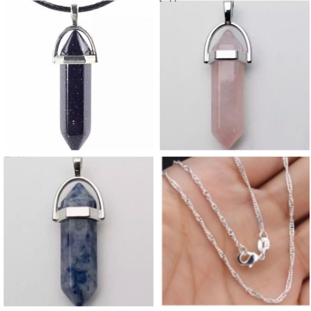 Blue Sandstone Rose Quartz Solidate Necklace A lot